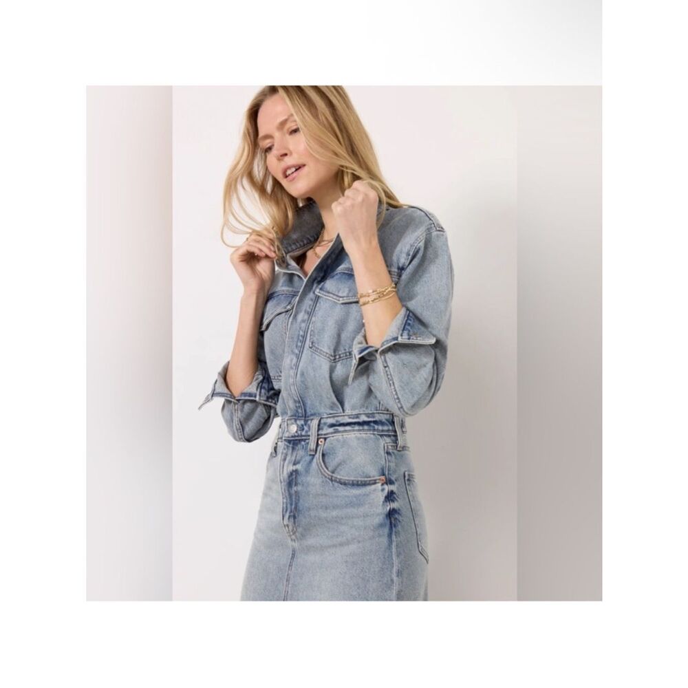 Pistola Women's Amira Midi 100% Cotton Jean Dress in Riviera Size XS - Picture 5 of 11
